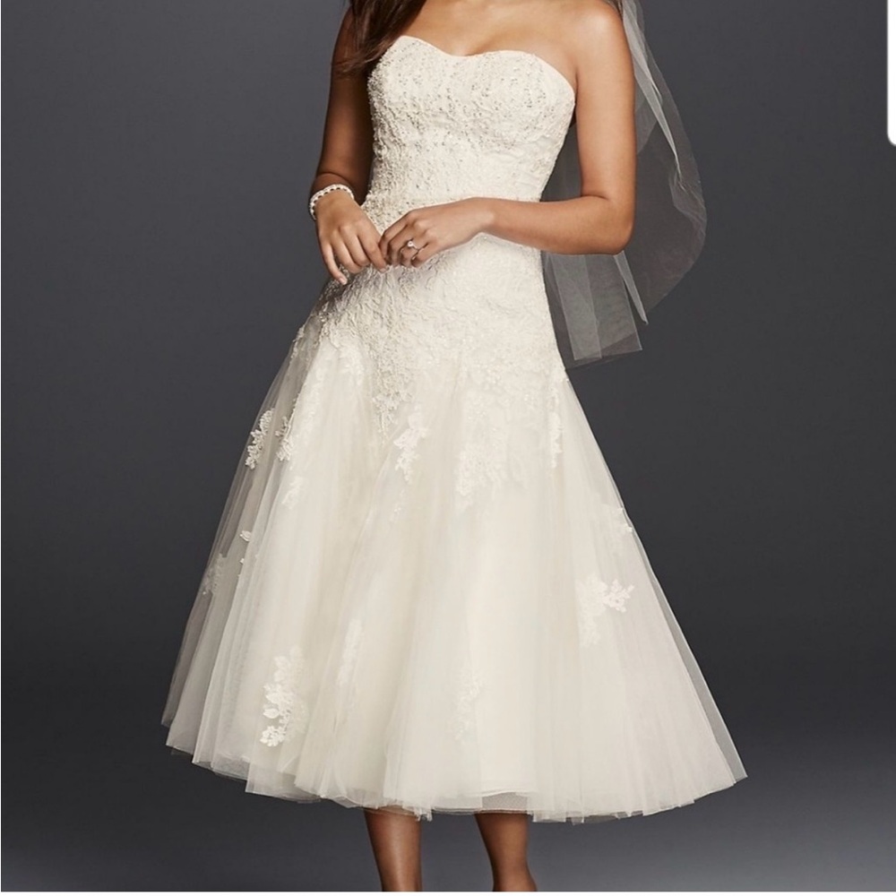 Oleg Cassini Ivory Strapless Wedding Dress